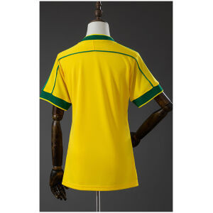 Womens Brazil Retro Home Jersey 1998 rear view showing authentic team styling