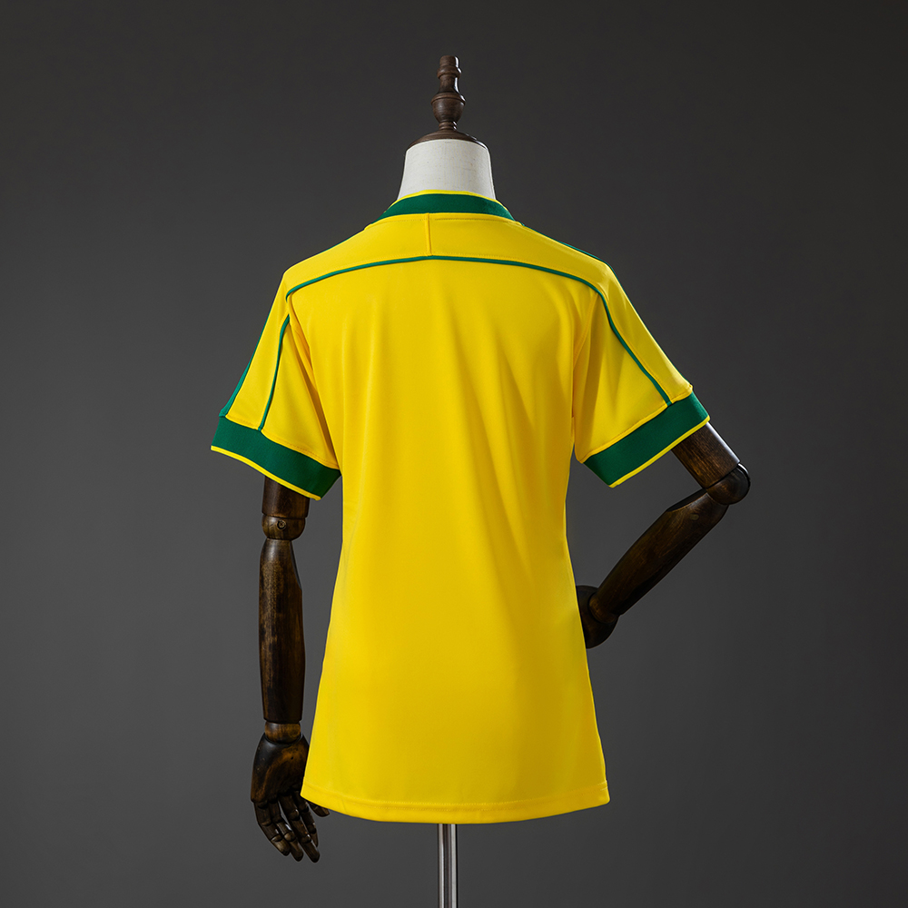 Womens Brazil Retro Home Jersey 1998 Womens Brazil Retro Home Jersey 1998 rear view showing authentic team styling
