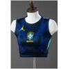 Womens Brazil Style Tank Top Away Crop Top 2026 front view in navy with cobalt streaks and CBF crest