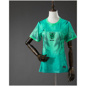 Womens Brazil GK Jersey 2026 front view in mint green with black soundwave graphics and CBF crest