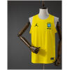 Front view of Mens Brazil Yellow Training Kit Singlet Kits Jersey 2026 in yellow with black Jumpman on mannequin