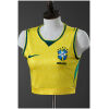Front view of Womens Brazil Crop Tank Top Home Jersey 2026 in yellow with green trim on mannequin