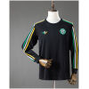 Front view of the Mens Celtic Travel Shirt Long Sleeve Jersey 2026/27 in black with tricolor sleeve stripes