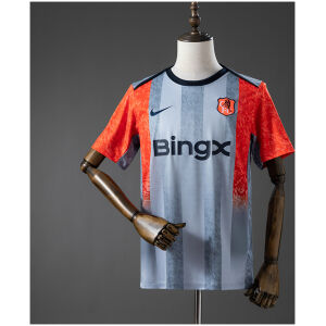 Front view of the Mens Chelsea Pre-Match Jersey 2026/27 in grey and fiery orange with BingX sponsor