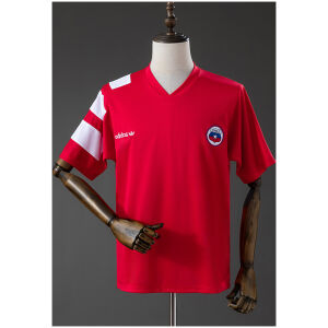 Mens Chile World Cup Retro Home Jersey 1994 Mens Chile World Cup Retro Home Jersey 1994 red shirt front view with white shoulder blocks
