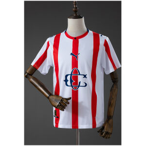Mens Chivas de Guadalajara 120 Aniversario Jersey front view with red and white stripes and retro crest