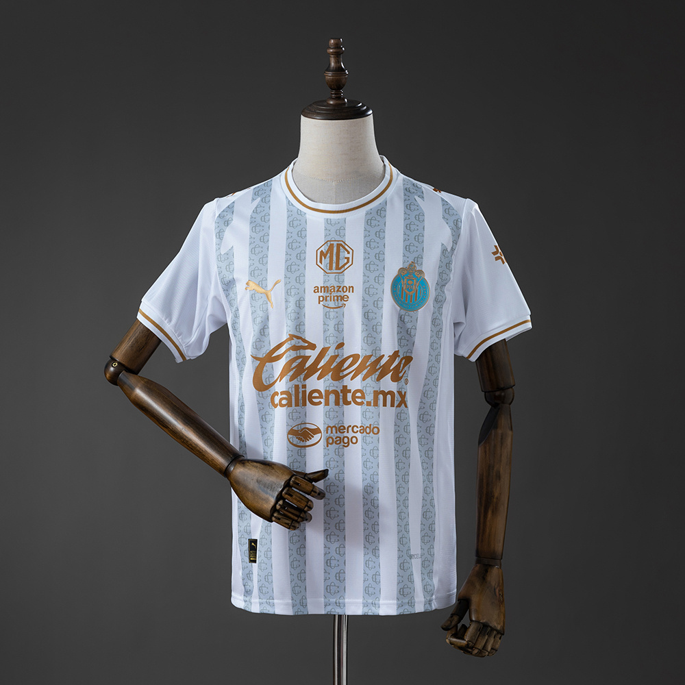 Mens Chivas de Guadalajara White Special Edition Jersey 2026/27 Mens Chivas de Guadalajara White Special Edition Jersey 2026/27 front view in white and gold