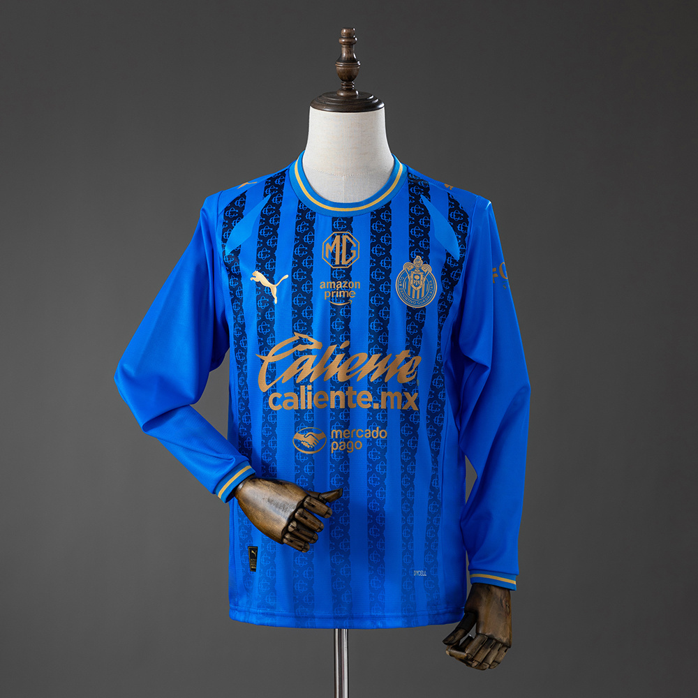 Mens Chivas de Guadalajara Long Sleeve Third Jersey 2026/27 Mens Chivas de Guadalajara Long Sleeve Third Jersey 2026/27 front view in blue and gold