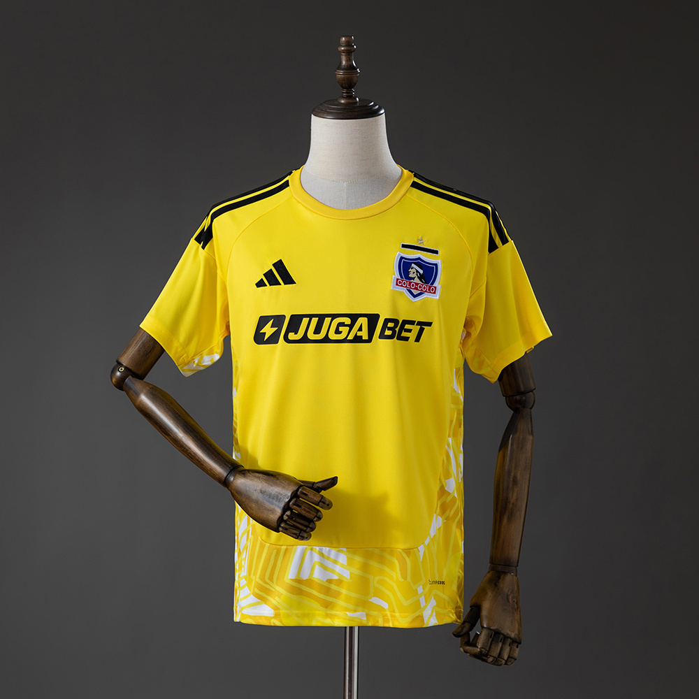 Mens Colo Colo GK Yellow Jersey 2026/27 Mens Colo Colo GK Yellow Jersey 2026/27 front view in yellow with black stripes and crest