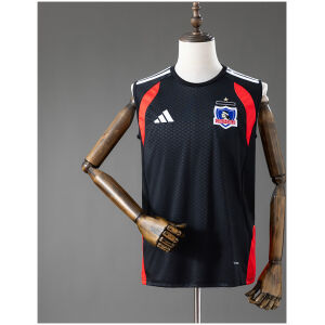 Mens Colo Colo Black Training Kit Singlet Kits Jersey 2026/27 black sleeveless training top front view with crest