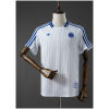 White Colombia T-shirt with blue pinstripes and shoulder stripes front view