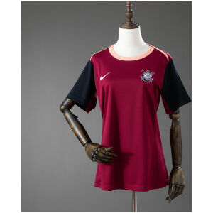 Womens Corinthians Maroon Training Kit Jersey 2026/27 Front view of Womens Corinthians Maroon Training Kit Jersey 2026/27 on mannequin with black sleeves
