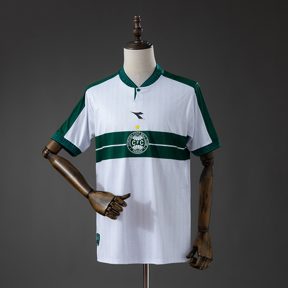 Mens Coritiba Home Jersey 2026/27 Mens Coritiba Home Jersey 2026/27 front view in white with dark green horizontal chest band and CFC crest