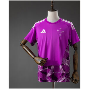 Mens Cruzeiro GK-Purple Jersey 2026/27 front view in purple with topographical print and five-star crest