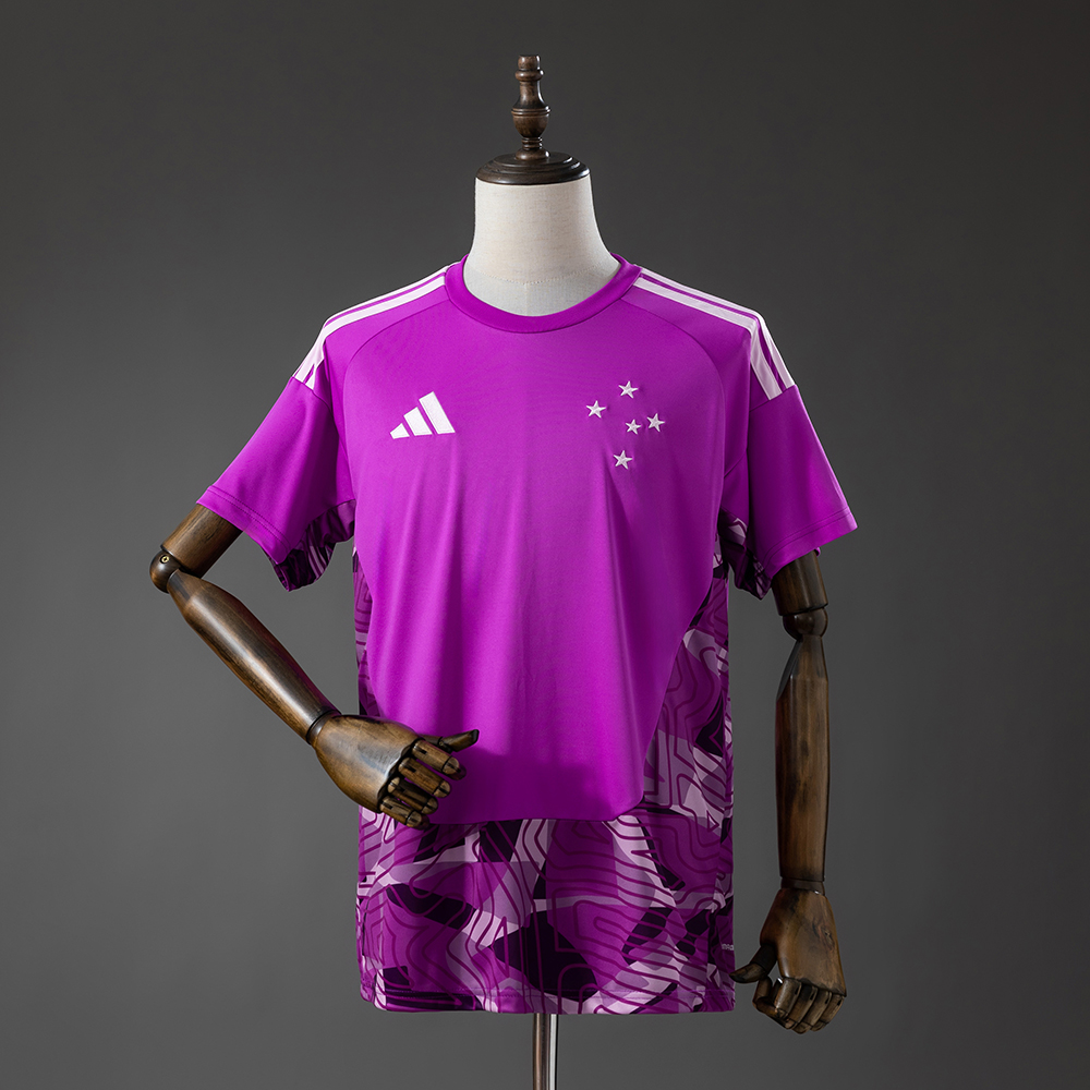 Mens Cruzeiro GK-Purple Jersey 2026/27 Mens Cruzeiro GK-Purple Jersey 2026/27 front view in purple with topographical print and five-star crest