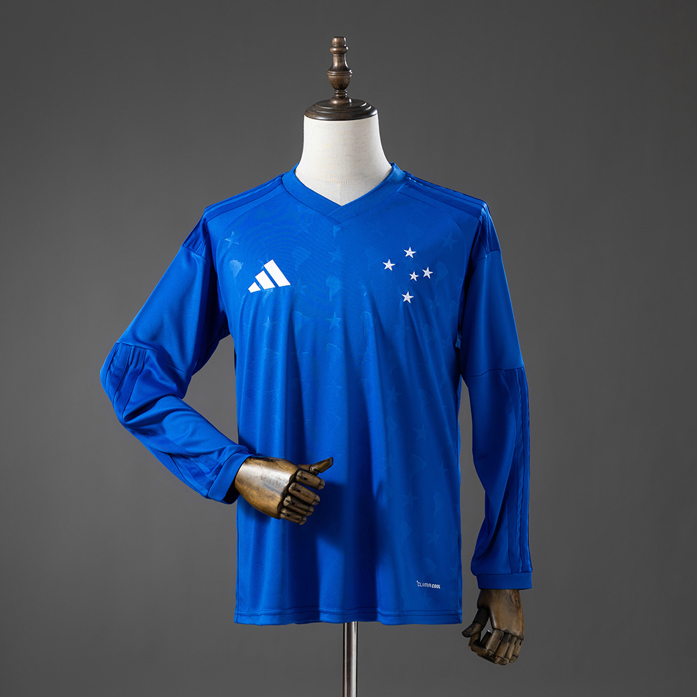 Mens Cruzeiro Long Sleeve Home Jersey 2026/27 Front view of the Mens Cruzeiro Long Sleeve Home Jersey 2026/27 in royal blue with five embroidered chest stars