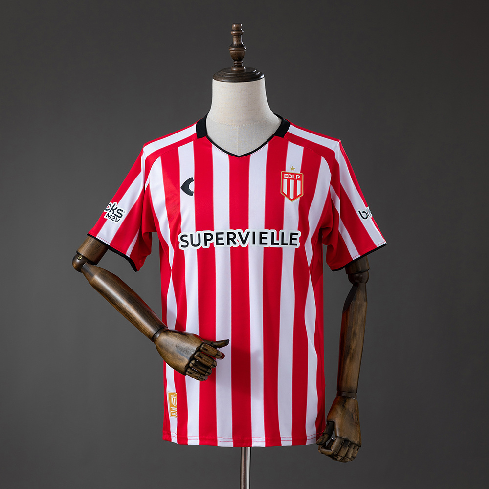 Mens Estudiantes de La Plata Home Jersey 2026/27 Mens Estudiantes de La Plata Home Jersey 2026/27 front view with red stripes