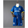 Kids FC Fourth Kit 2025/26 front view of blue shirt and shorts set
