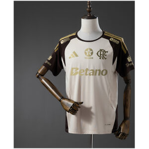 Front view of the Mens Flamengo All sponsors Training Kit Jersey 2026/27 in apricot cream with gold sponsors