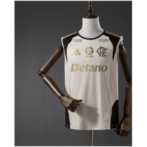 Front view of the Mens Flamengo All sponsors Apricot Training Singlet Jersey 2026/27 with gold sponsors