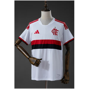 Mens Flamengo Away Jersey 2026/27 front view in white with red and black chest band and CRF crest