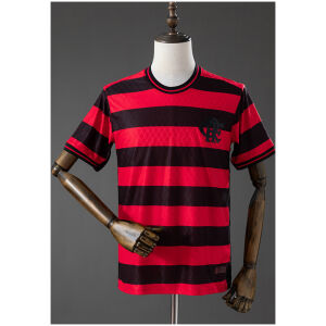 Front view of the Mens Flamengo Red/Black Striped Special Edition Jersey 2026/27 with diamond texture hoops
