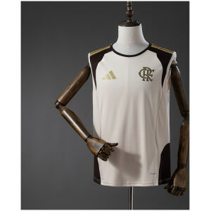 Front view of the Mens Flamengo Apricot Training Kit Singlet Kits Jersey 2026/27 in apricot cream with brown accents