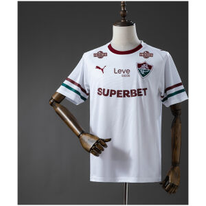Front view of the Mens Fluminense Sponsor Away Jersey 2026/27 in white with garnet sponsors and tricolor cuffs