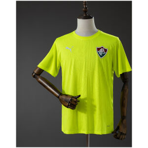 Mens Fluminense 4 Neon Yellow Training Kit 2026/27 front view with maze pattern