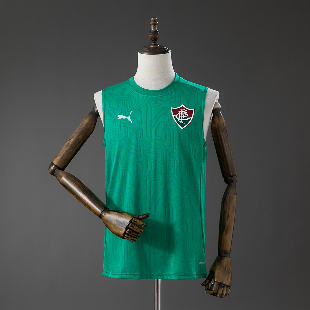 Mens Fluminense Green Training Kit Jersey 2026/27 Front view of the Mens Fluminense Green Training Kit Singlet Kits Jersey 2026/27 showing tonal pattern and FFC crest