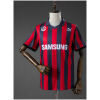 Mens Eintracht Frankfurt Retro Home Jersey 1991/92 front view with red and black stripes and Samsung sponsor