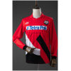 Front view of the Mens Frankfurt Retro Long Sleeve Home Jersey 1993/95 in red with geometric block art and Tetra Pak sponsor