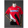 Front view of the Mens Frankfurt Retro Home Jersey 1993/95 in red with geometric block art and Tetra Pak sponsor