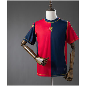 Mens Genoa Jersey 2025/26 half-and-half red navy shirt with gold crest front view