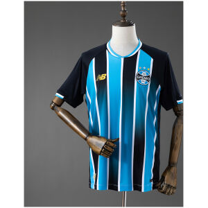 Mens Gremio Home Jersey 2026/27 Mens Gremio Home Jersey 2026/27 front view showing blue, black, and white tricolor stripes and club crest