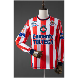 Mens Chivas De Guadalajara Retro Long Sleeve Home Jersey 2002/03 Mens Chivas De Guadalajara Retro Long Sleeve Home Jersey 2002/03 striped front view