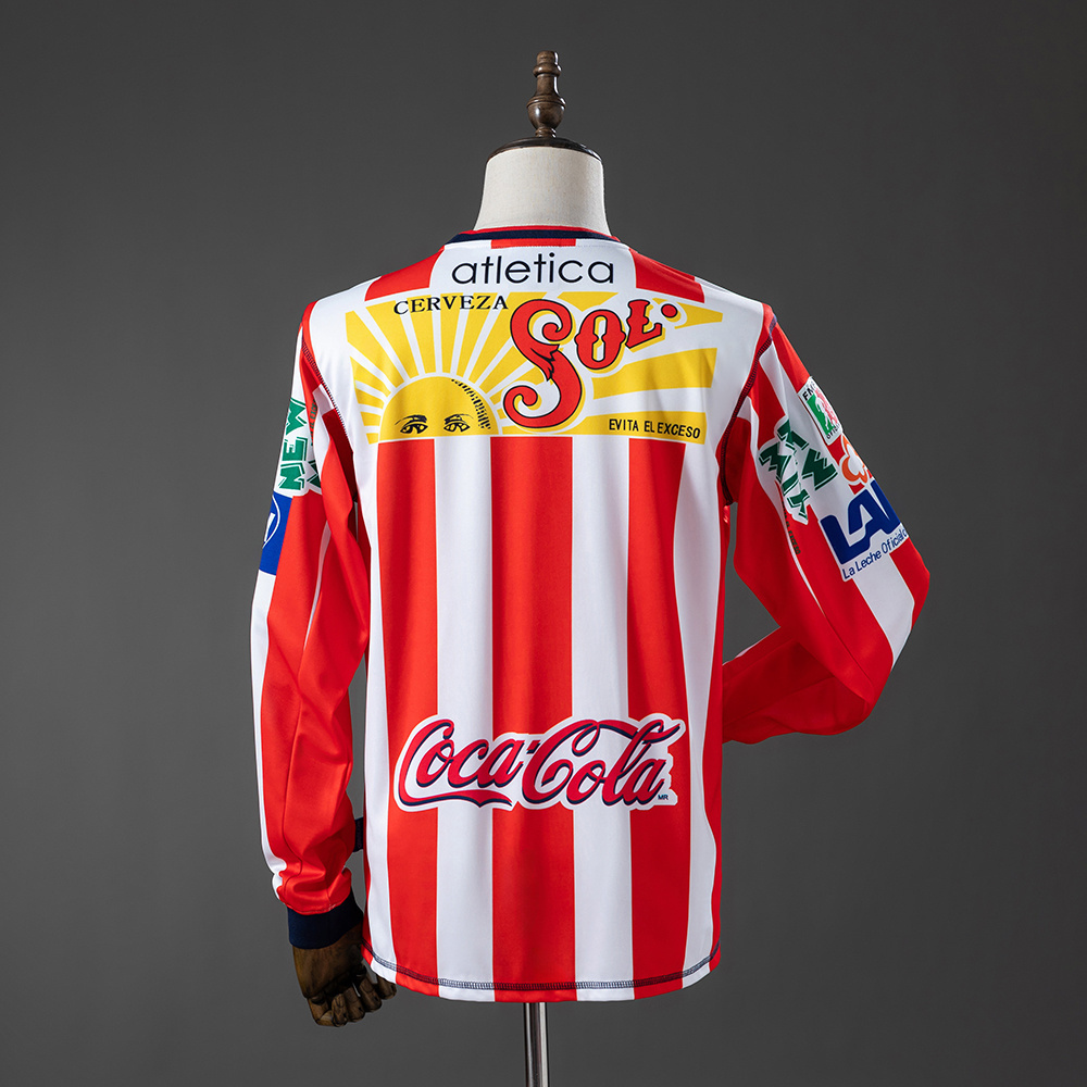 Mens Chivas De Guadalajara Retro Long Sleeve Home Jersey 2002/03 Mens Chivas De Guadalajara Retro Long Sleeve Home Jersey 2002/03 rear view showing matching team styling