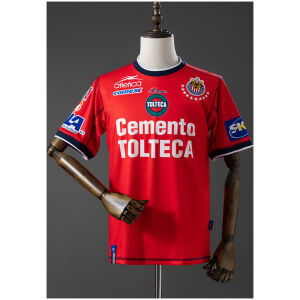 Mens Guadalajara Retro Home Jersey 2001/02 front view in red with Tolteca sponsor