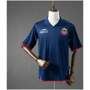 Mens Guadalajara Retro Away Jersey 2003/04 Mens Guadalajara Retro Away Jersey 2003/04 front view in navy with polo collar