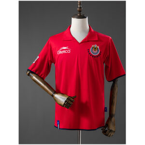 Mens Guadalajara Retro Third Jersey 2003/04 Mens Guadalajara Retro Third Jersey 2003/04 front view in red with polo collar