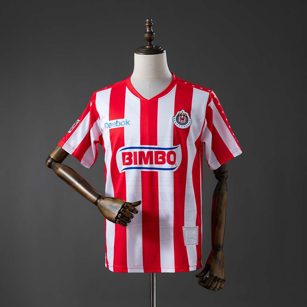 Mens Chivas De Guadalajara Retro Home Jersey 2010/11 Mens Chivas De Guadalajara Retro Home Jersey 2010/11 striped front with BIMBO sponsor