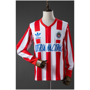 Mens Chivas De Guadalajara Retro Long Sleeve Home Jersey 1991/92 Mens Chivas De Guadalajara Retro Long Sleeve Home Jersey 1991/92 striped front view