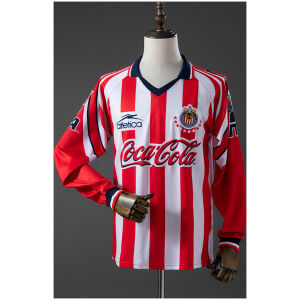 Mens Chivas De Guadalajara Retro Long Sleeve Home Jersey 1998/99 front view striped