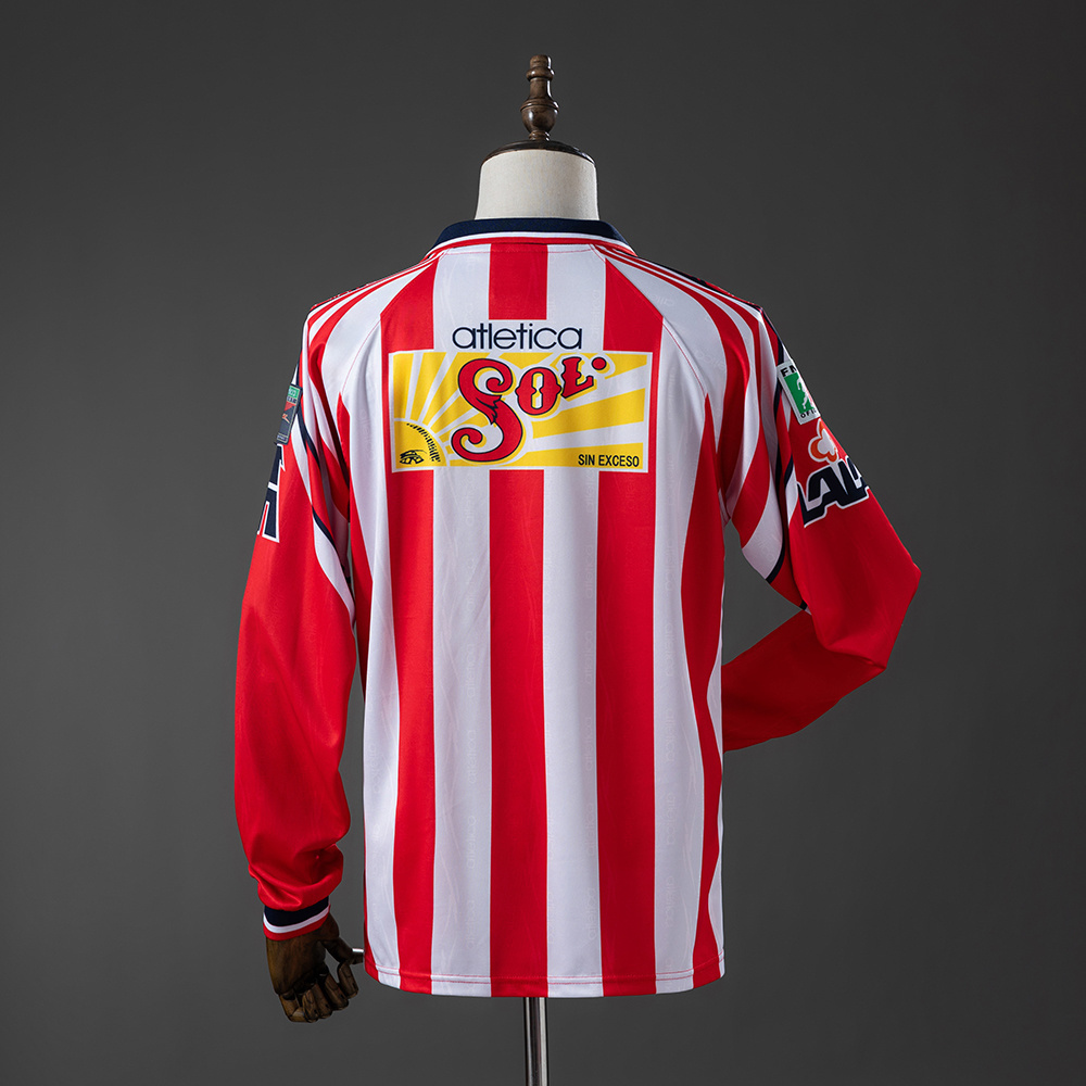 Mens Chivas De Guadalajara Retro Long Sleeve Home Jersey 1998/99 Mens Chivas De Guadalajara Retro Long Sleeve Home Jersey 1998/99 rear view showing matching team styling