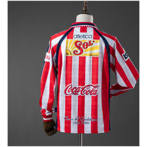 Mens Chivas De Guadalajara Retro Long Sleeve Home Jersey 1999/00 rear view showing matching team styling