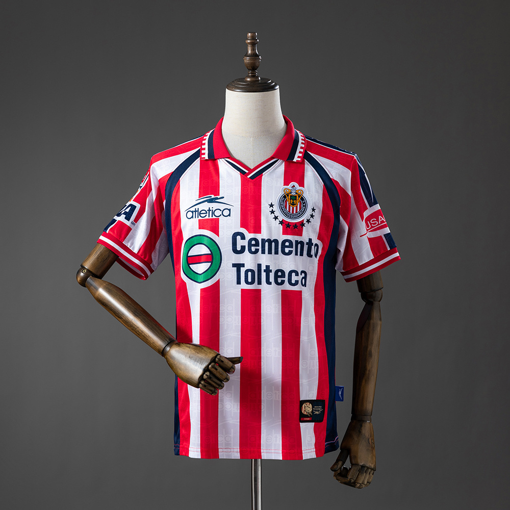 Mens Guadalajara Retro Home Jersey 1999/00 Mens Guadalajara Retro Home Jersey 1999/00 red and white striped front