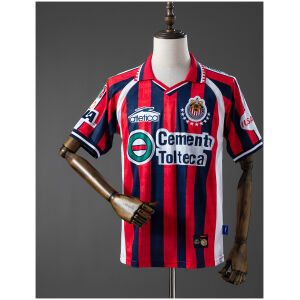 Mens Guadalajara Retro Third Jersey 1999/00 Mens Guadalajara Retro Third Jersey 1999/00 red and navy blue striped front