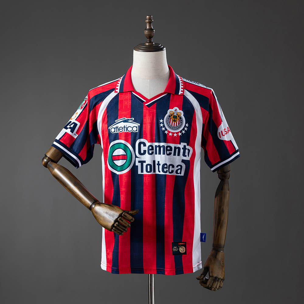 Mens Guadalajara Retro Third Jersey 1999/00 Mens Guadalajara Retro Third Jersey 1999/00 red and navy blue striped front