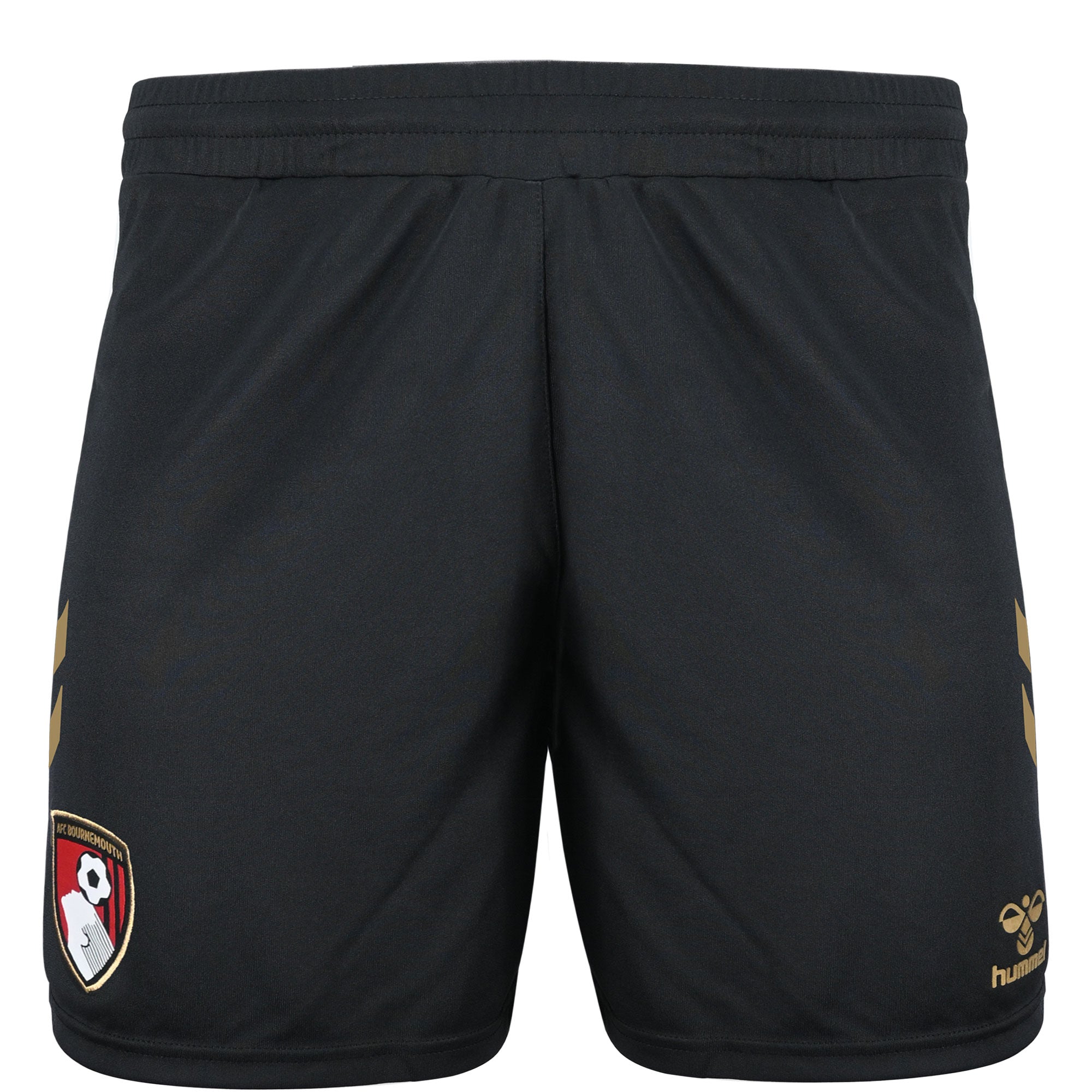 HOME26LDSHORT.jpg Womens AFC Bournemouth Home shorts 2026/27 front view in black with gold chevrons