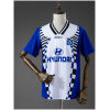 Mens Hamburg Retro Away Jersey 1996 front view in white and blue with checkered graphics and HSV crest